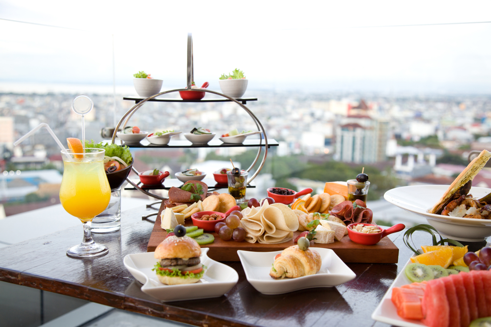 A varied serving of food for brunch at a restaurant. Rama 9 has plenty of cuisines to choose from